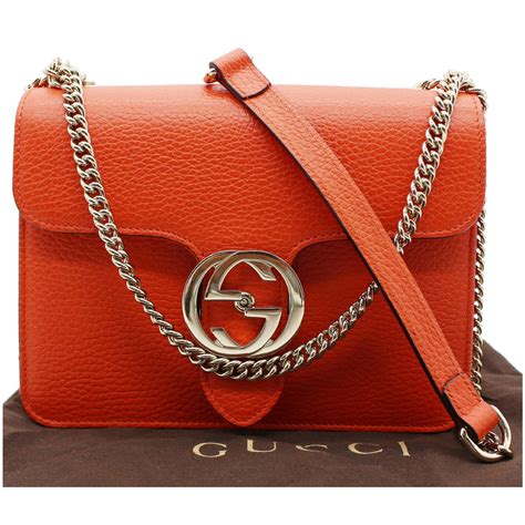 gucci 510304 interlocking chain orange leather cross body bag|Gucci 510304 GG Interlocking Leather Cross Body Bag.